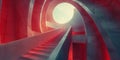 A circular staircase with red lights glowing in the center Royalty Free Stock Photo