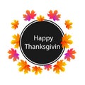 Circular sticker happy thanksgiving