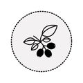 circular sticker silhouette coffee tree branch with leaves