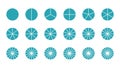 Circular structure chart. Turquoise circle section template. Ring and round graph divided into pieces