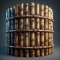 A circular structure made from interwoven bamboo poles, showcasing a natural and organic design. Royalty Free Stock Photo