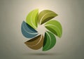 A circular, symmetrical design composed of six overlapping leaf- Royalty Free Stock Photo