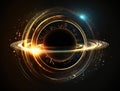 Circular tech science global orbit light effect background. Global communications system and the World Wide Web