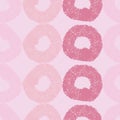 Circular textured marks in shades of pink on light pink background seamless pattern. Royalty Free Stock Photo
