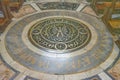 Circular tomb in the floor of the church of Santa Agnese in Agone located in Piazza Navona, Rome, Italy Royalty Free Stock Photo