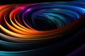 Circular Trapezoid Abstraction In Multicoloured Rainbow Colours On Black Background