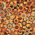 Circular, tribal pattern in brown tones with motifs of an African tribes Surma and Mursi; seamless texture suitable for print, tex Royalty Free Stock Photo