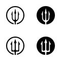 Circular Trident Neptune Spear Logo Design