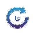 Circular update icon with a gradient blue arrow forming a clockwise loop, indicating a Royalty Free Stock Photo