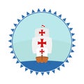 Badge for Christopher Columbus Day with caravel