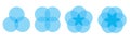 Circular venn diagram mini set with multiple small blue intersecting flower shapes vector infographic for data chart Royalty Free Stock Photo