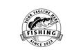 Circular Vintage Jumping Bass Big Mouth Fish Badge Emblem for Fresh Water River Swamp Lake Fishing Logo Design Royalty Free Stock Photo