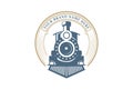 Circular Vintage Old Locomotive Train Machine Badge Emblem Logo Design Vector Royalty Free Stock Photo