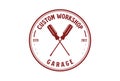 Circular Vintage Retro Crossed Screwdriver Badge Emblem Label for Workshop Tool Service Logo