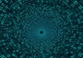 Circular vortex of cascading binary code with digits 0 and 1 in blue Royalty Free Stock Photo