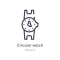 circular watch outline icon. isolated line vector illustration from general collection. editable thin stroke circular watch icon