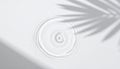 Circular Water Ripple with Leaf Shadow on White Background Royalty Free Stock Photo