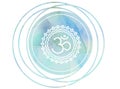 Circular watercolor mandala meditation Symbol Om lotus