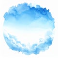 Circular Watercolor Sky With Soft Blue Clouds And White Space Center Royalty Free Stock Photo