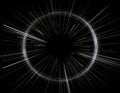 Circular White Abstract Background with Concentric Rays on Black Backdrop Royalty Free Stock Photo