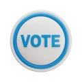 Circular White \' VOTE\' Button with Blue Outline and Text on White Background vote button Royalty Free Stock Photo