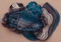 Circular wollen hand knitted scarf being made Royalty Free Stock Photo