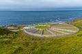 Circular wooden sheep fence on Iceland