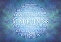 Mindfulness Word Bubble on Blue Ethereal Background