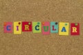 Circular word written on colorful sticky notes. Royalty Free Stock Photo