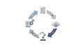 Circular Workflow Diagram with Robot Cloud Documents and Gears circular process robot arm Royalty Free Stock Photo