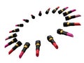 Circulary sorted simple lipsticks. 3d illustration