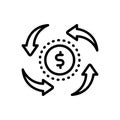 Black line icon for Circulation, diffusion and revenue