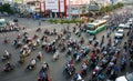 Circulation by motorbike at Asia city Royalty Free Stock Photo