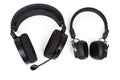 Circumaural headset and supra-aural headphones on a white background