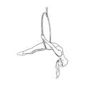 Circus acrobat balancing in the aerial ring. Gymnast in the hoop isolated in white background. Vector illustration Royalty Free Stock Photo