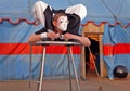 Circus acrobat with a plastic body Royalty Free Stock Photo