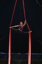 Circus acrobat practicing