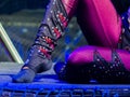 Circus dancer on a trampoline during a performance Royalty Free Stock Photo