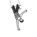 Circus acrobat on trapeze sketch engraving vector Royalty Free Stock Photo