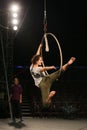 Circus acrobats practicing