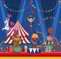 Circus animal and clown performance