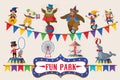 Circus animals on poster design