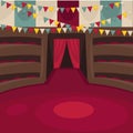 Circus arena with amphitheatrical rows and red curtain Royalty Free Stock Photo