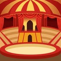 Circus arena cartoon design. Classic stage with yellow