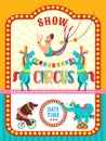 Circus artist. Circus animals. Poster of a circus show. Vector clipart. An invitation to a circus show. Royalty Free Stock Photo