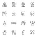 Circus artists line icons set