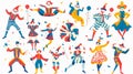 Circus Artists Set: Funny Clown Acrobat Comic