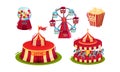 Circus Attributes with Fun Fairs and Treatment Vector Set