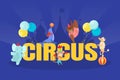 Circus Banner Template with Cute Funny Animals Performing at Circus Carnival Show Poster, Invitation Card, Flyer Design Royalty Free Stock Photo