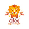 Circus big show logo design, carnival, festive creative label, badge, hand drawn template of flyear, poster, banner